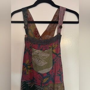 Sacred Threads Multicolor Patchwork Overalls NEW